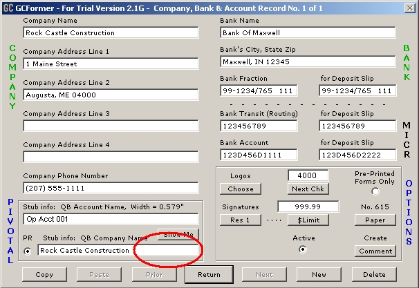 GCFormer Account Records Manager Dialog Comma