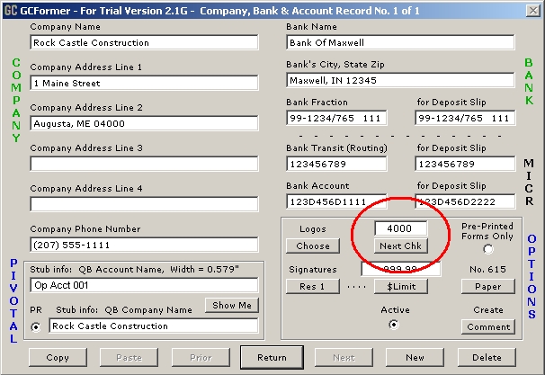 GCFormer Account Records Manager Dialog Next Chk