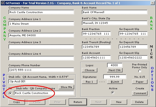GCFormer Account Records Manager Dialog