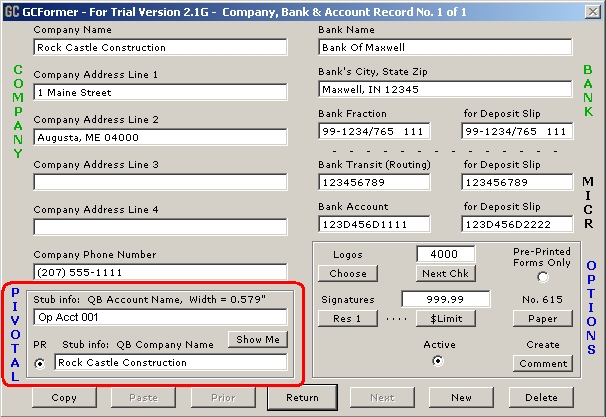 GCFormer Account Records Manager Dialog